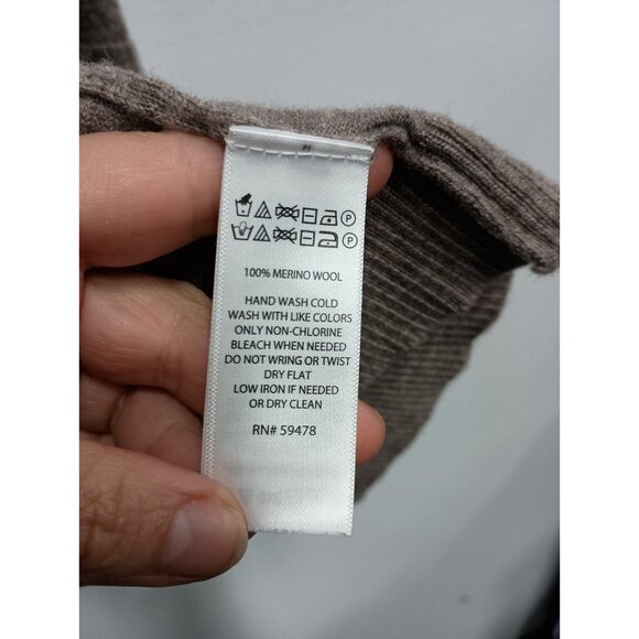 Cynthia Rowley Womens Cardigan Size Medium Brown Merino Wool Neutral Minimalist - Picture 4 of 6